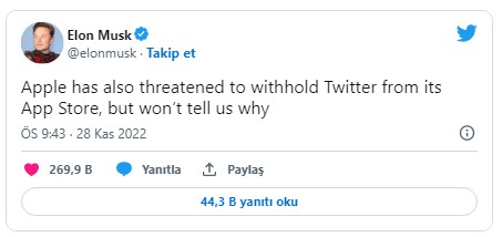Apple'dan Elon Musk'a tehdit: Twitter'ı App Store'dan sileriz
